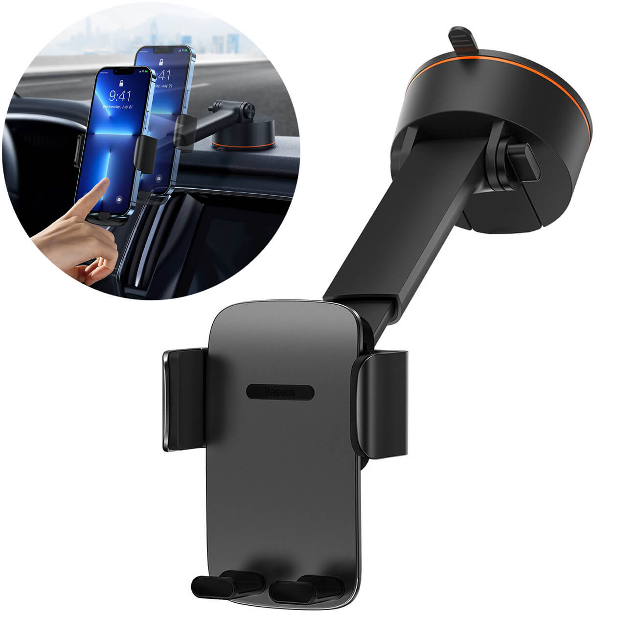 Baseus Easy Control Pro Universal Βάση Κινητού για Ταμπλό και Παρμπρίζ Αυτοκινήτου - Black - SUYK020001