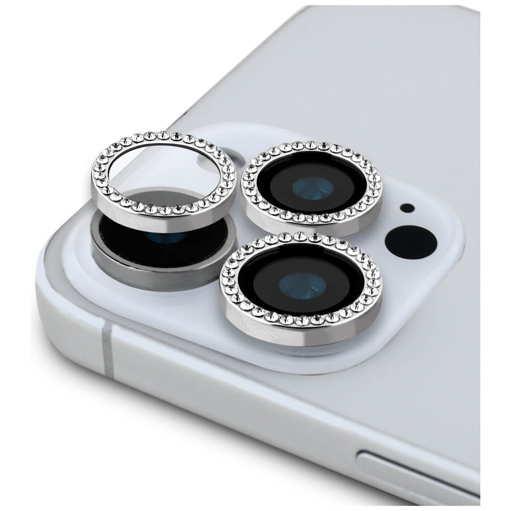 Guess iPhone 16 Pro Max - BP Rhinestone - Σετ με 1 Αντιχαρακτικό Γυαλί Οθόνης και 1 Αντιχαρακτικό Γυαλί για την Κάμερα - Silver
