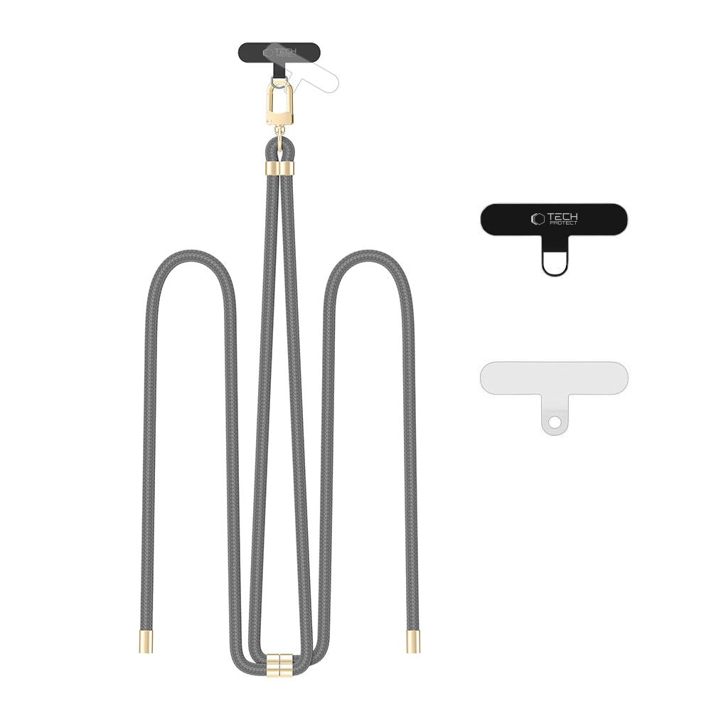 Tech - Protect C7S Rope CrossBody Strap - Universal Λουράκι για Θήκη Κινητού - Crayon Grey / Gold