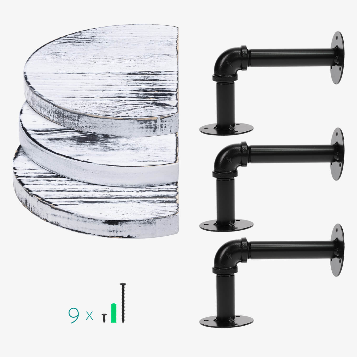 Navaris Σετ με 3 Ράφια με Βάση - 20 x 15 x 17 cm - White / Black - 53785.02