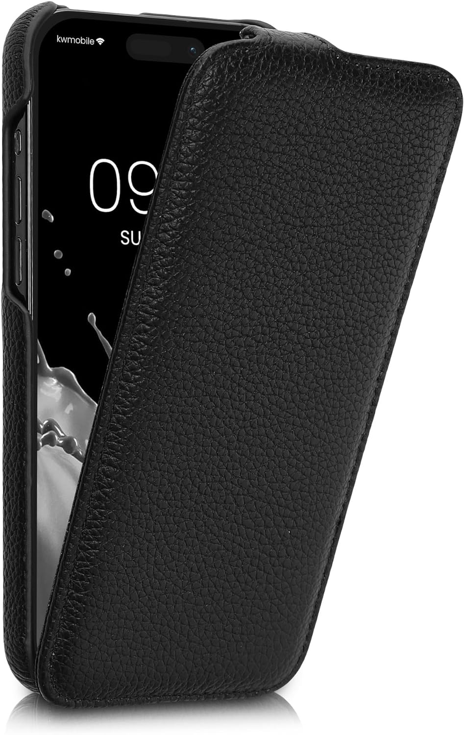 Kalibri iPhone 15 Pro Max Θήκη Flip από Γνήσιο Δέρμα - Black - KLB000026FK001C