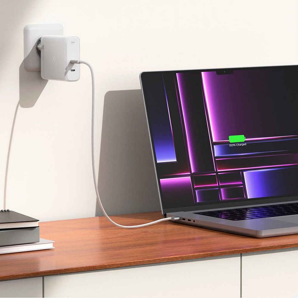 Spigen ArcStation Pro GaN - 1402 140W - Οικιακός Φορτιστής Γρήγορης Φόρτισης με 2 Θύρες Type - C - White