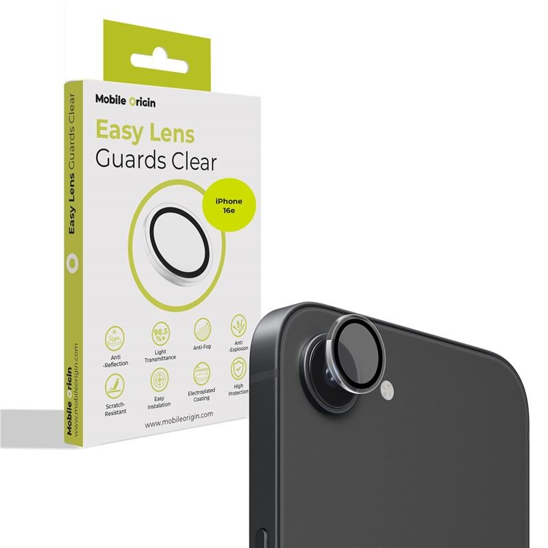 Mobile Origin Easy Lens Guards iPhone 16e - Προστασία Κάμερας - Αντιχαρακτικό Γυαλί - Διάφανο
