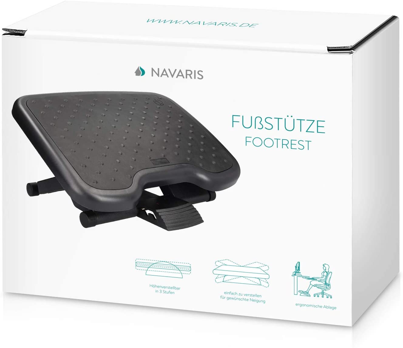 Navaris Ρυθμιζόμενο Υποπόδιο Γραφείου / Gaming - Ρυθμιζόμενο Ύψος 0 - 25 ° - Black - 43040.01