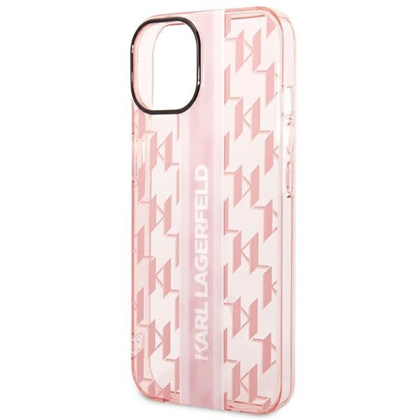 Karl Lagerfeld iPhone 14 - Mono Vertical Stripe Σκληρή Θήκη με Πλαίσιο Σιλικόνης - Pink - KLHCP14SHKLSPCP