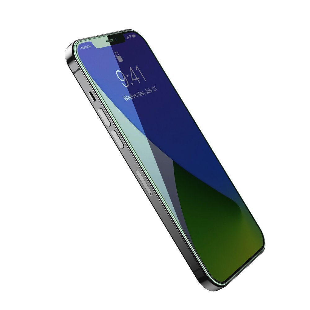 Baseus iPhone 12 Pro Max 0.15mm Eye Protection Full Screen Αντιχαρακτικό Γυαλί Οθόνης - 2 Τεμάχια - Green Light / Clear - SGAPIPH67N - LQ02