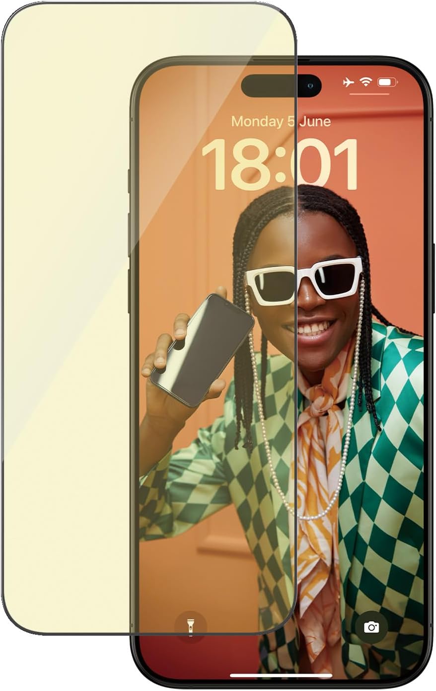 PanzerGlass iPhone 15 Pro Max - EyeCare Ultra - Wide Fit Anti - Blue Light Anti - reflective Easy Aligner Full Screen Αντιχαρακτικό Γυαλί Οθόνης - Black