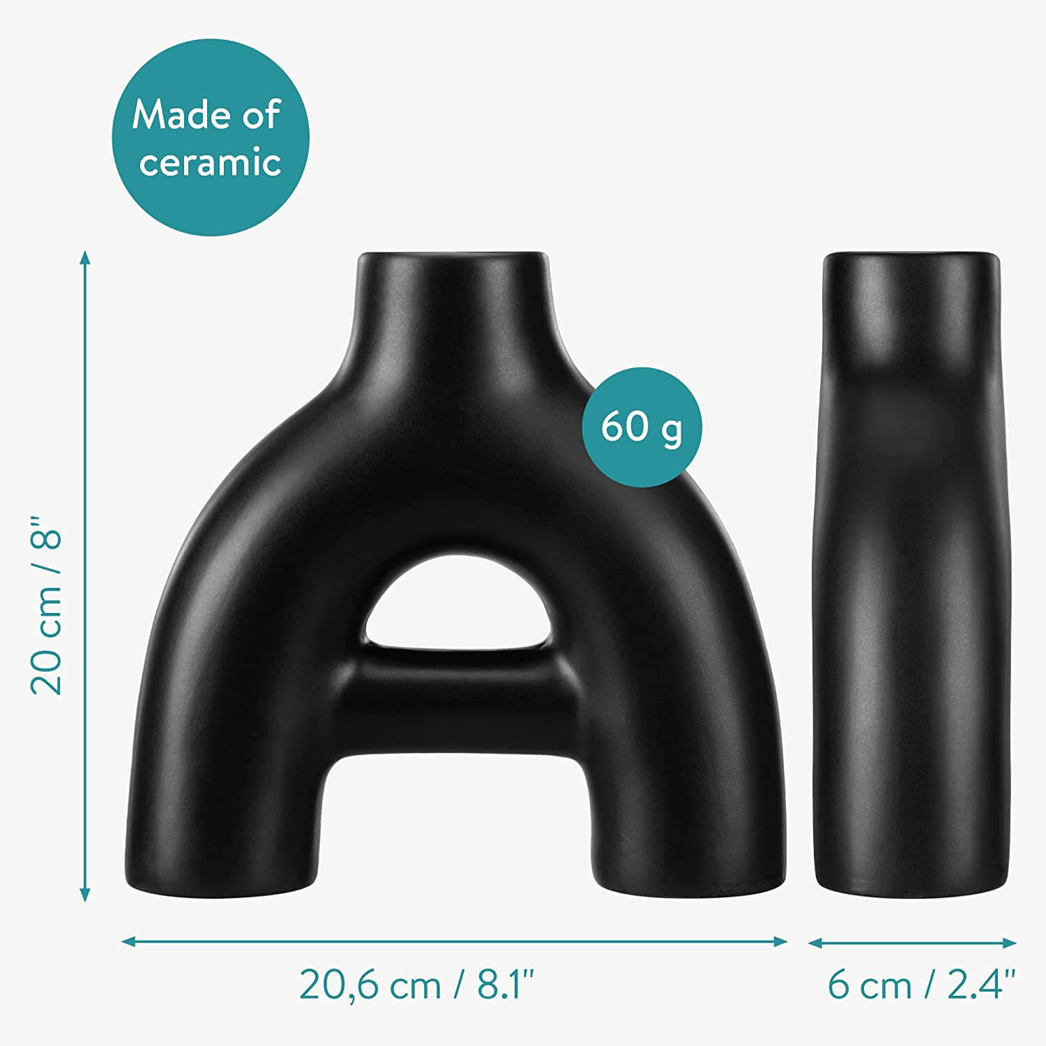 Navaris Κεραμικό Διακοσμητικό Βάζο - Design Abstract - Black - 60344.02