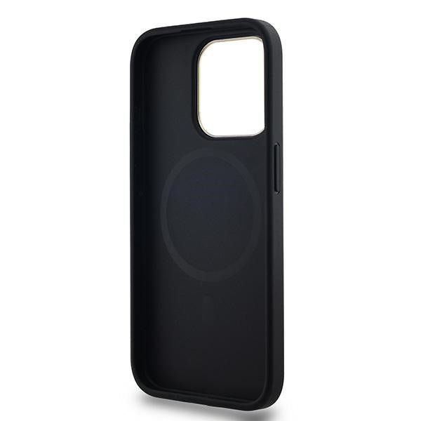 DKNY iPhone 15 Pro Max - Leather Checkered Mono Pattern MagSafe Σκληρή Θήκη με Επένδυση Συνθετικού Δέρματος - Black