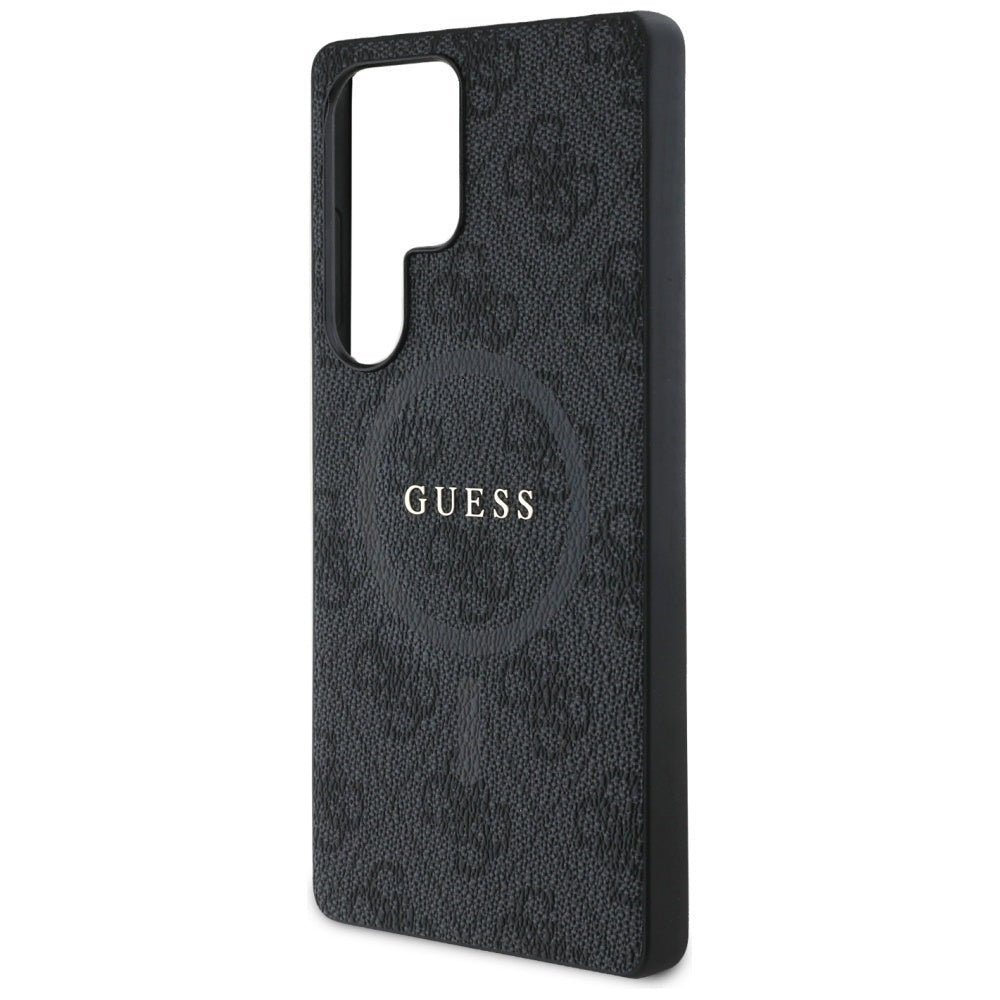 Guess Samsung Galaxy S25 Ultra - Leather 4G Colored Ring Classic Logo - MagSafe Θήκη με Επένδυση Συνθετικού Δέρματος - Black - GUHMS25LG4GFRK