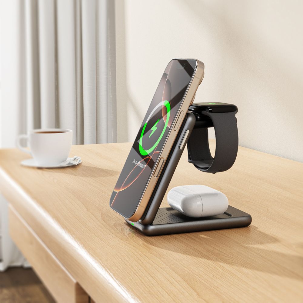 Tech - Protect QI15W - A42 3in1 Ασύρματος Μαγνητικός Φορτιστής MagSafe - Desert Gold