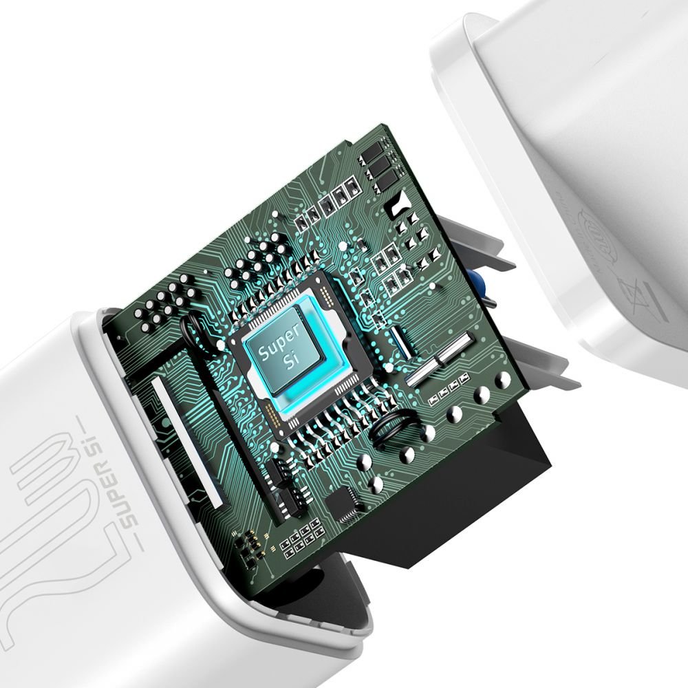 Baseus Super Si PD 20W Οικιακός Φορτιστής με Θύρα Type - C και καλώδιο Type - C to Lightning - White - TZCCSUP - B02