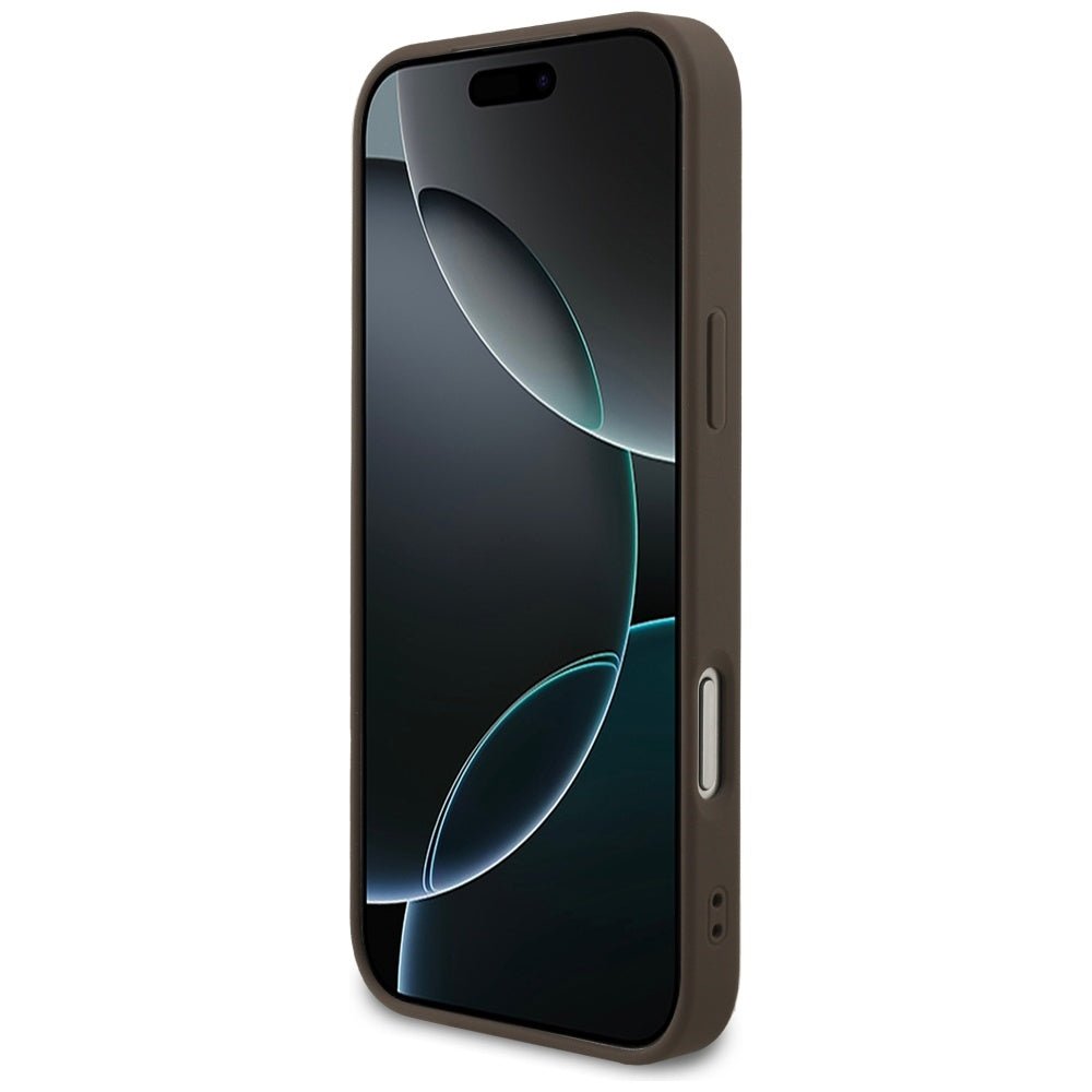 Guess iPhone 17 Pro Max - 4G Ring Classic Logo MagSafe - Σκληρή Θήκη με Πλαίσιο Σιλικόνης και Επένδυση Συνθετικού Δέρματος - Brown - GUHMP17XG4GFRW