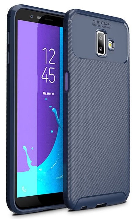 OEM Samsung Galaxy J6 Plus 2018 Θήκη Σιλικόνης TPU Beatles Carbon Fiber - Navy Blue