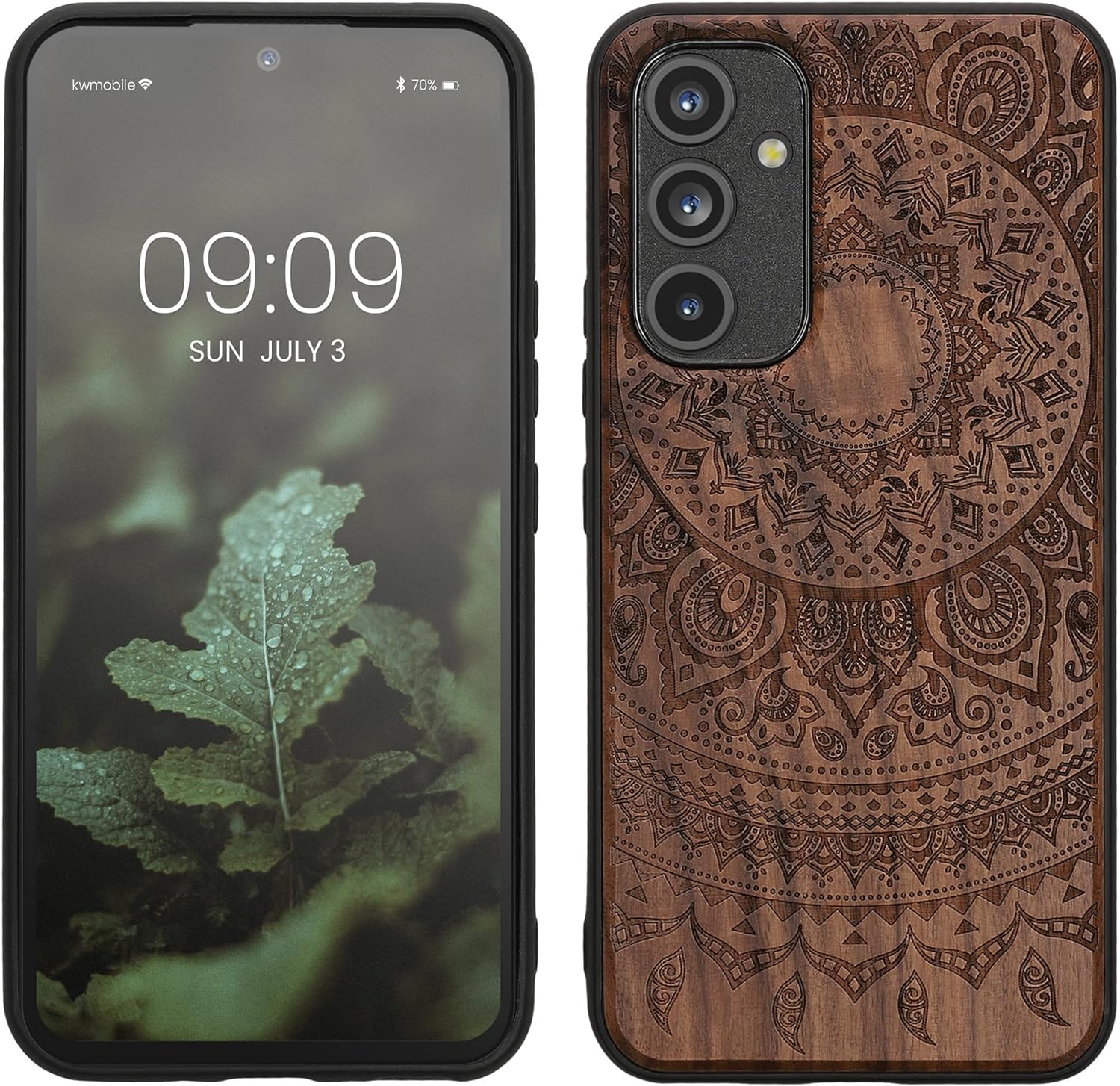 KW Samsung Galaxy A54 5G Θήκη από Φυσικό Ξύλο - Design Indian Sun - Dark Brown - 60799.04