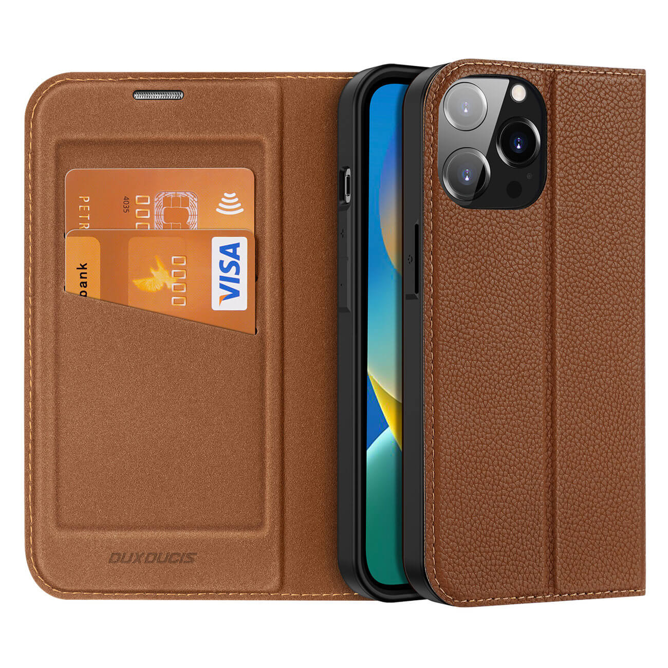 Dux Ducis iPhone 14 Pro Max Skin X2 Flip Stand Case Θήκη Βιβλίο - Brown