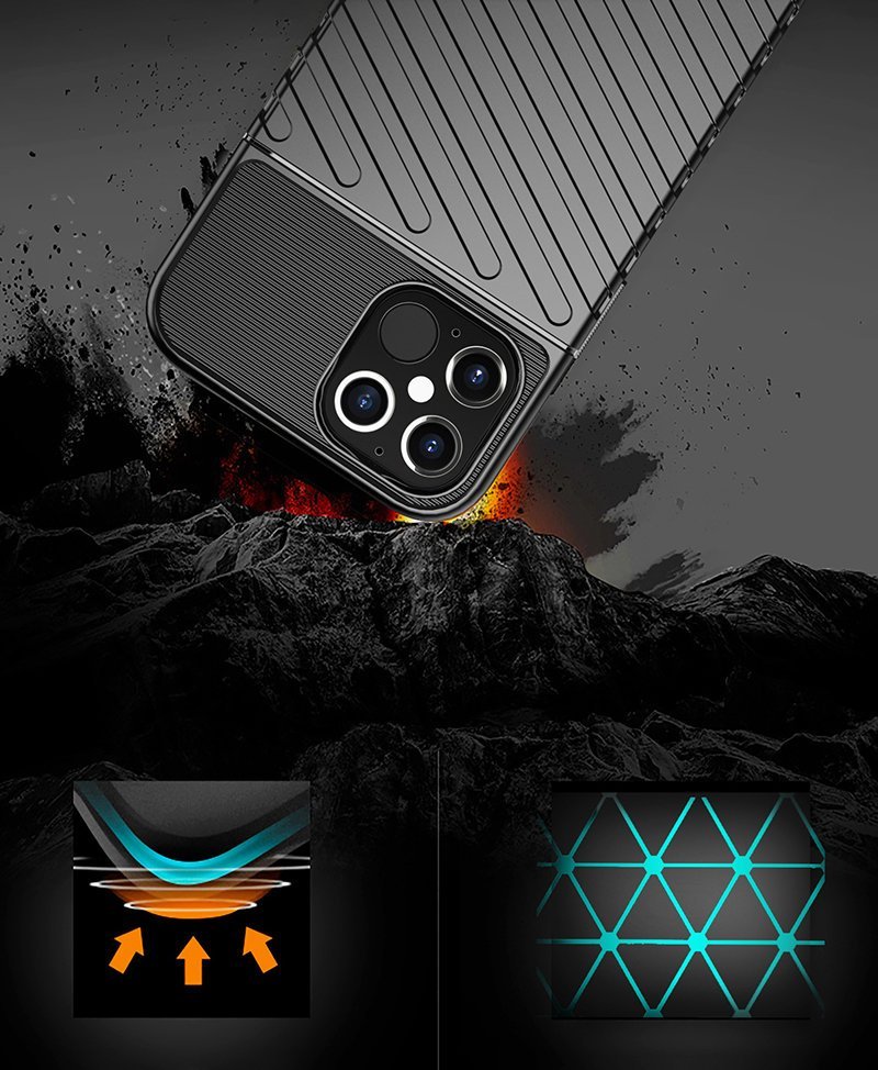 OEM iPhone 12 / iPhone 12 Pro Θήκη Thunder Tough Rugged Armor - Black