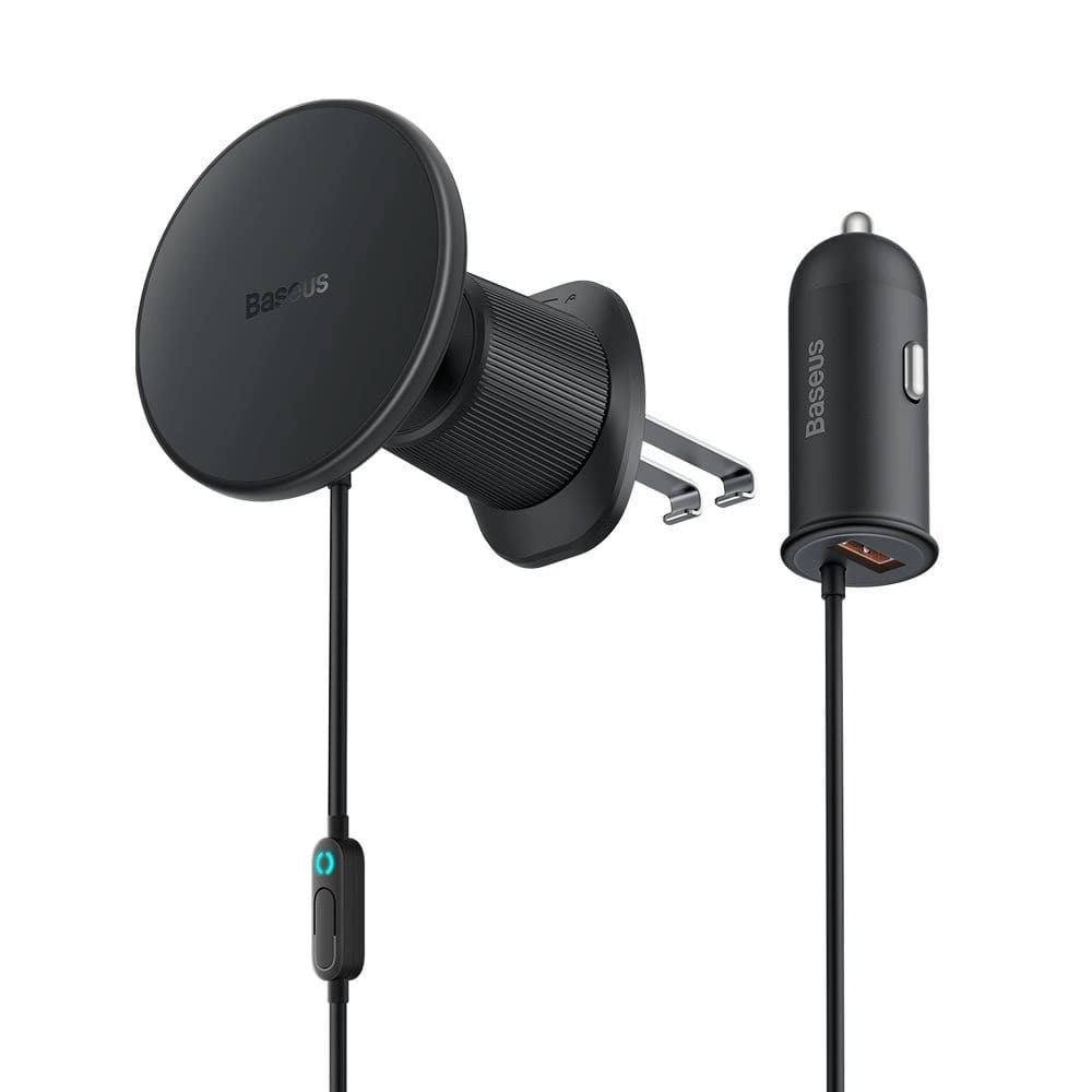 Baseus CW01 Φορτιστής Αυτοκινήτου με Θύρα USB 25W και Μαγνητική Βάση Αυτοκινήτου Αεραγωγού με Ασύρματη Φόρτιση MagSafe 15W - Black - C40141000111 - 01