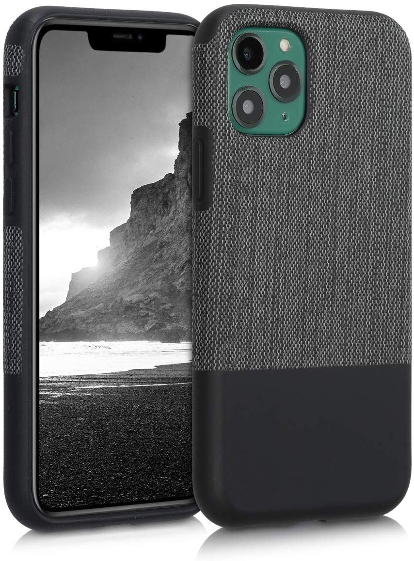 KW iPhone 11 Pro Θήκη Σιλικόνης TPU Design Two - Tone Tweed Fabric - Anthracite / Black - 51156.01