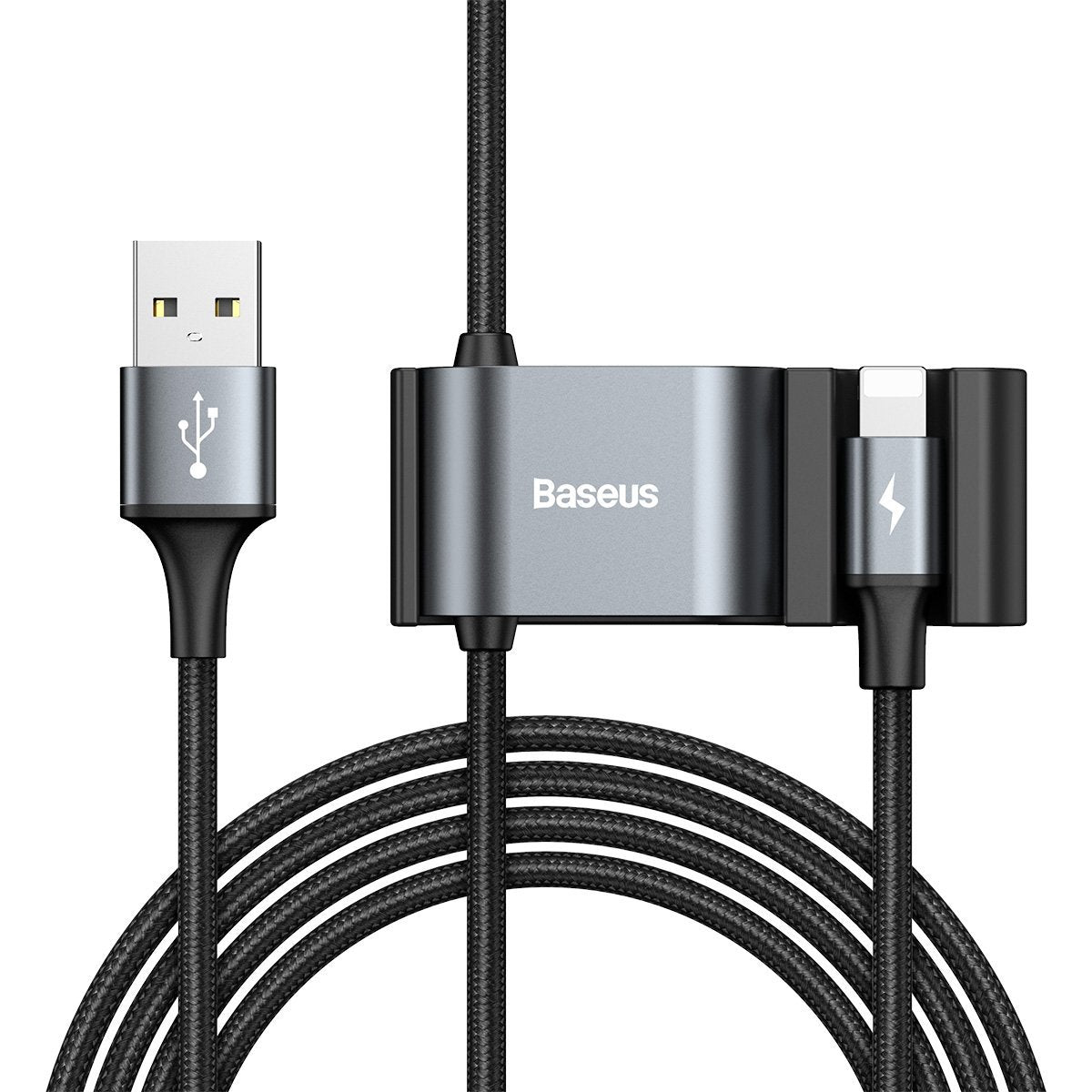 Baseus Special Data Cable for Backseat με 2xUSB Hub με Ενσωματωμένο Καλώδιο Lightning - Black - CALHZ - 01