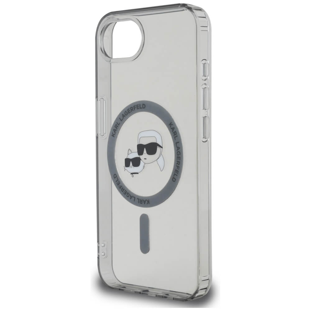 Karl Lagerfeld iPhone 16e - IML Metal Karl and Choupette Heads - MagSafe Σκληρή Θήκη με Πλαίσιο Σιλικόνης - Black - KLHMPSE4HLSKCK
