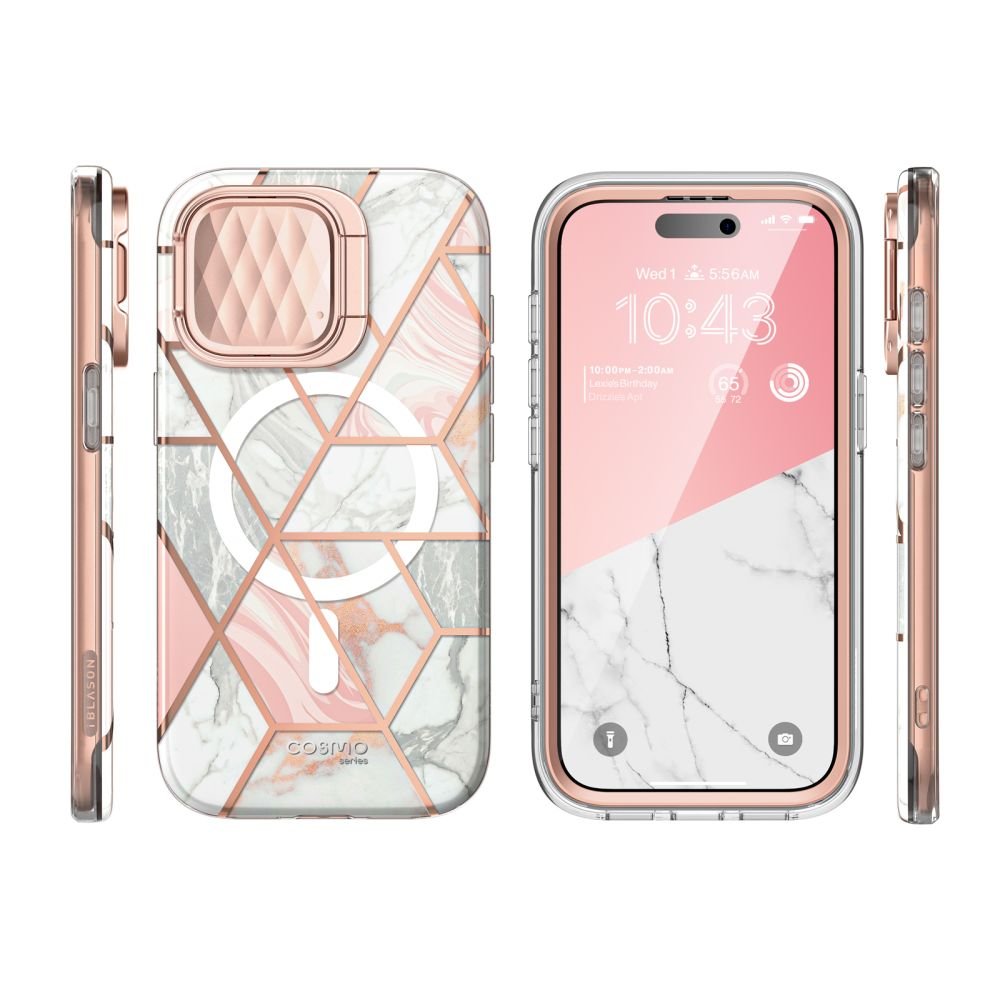 i - Blason iPhone 15 Pro Cosmo Mag Σκληρή Θήκη με Προστασία Οθόνης / Κάμερας και Magsafe - Marble