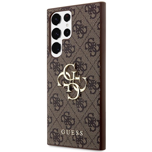 Guess Samsung Galaxy S24 Ultra - 4G Big Metal Logo Θήκη με Επένδυση Συνθετικού Δέρματος - Brown - GUHCS24L4GMGBR