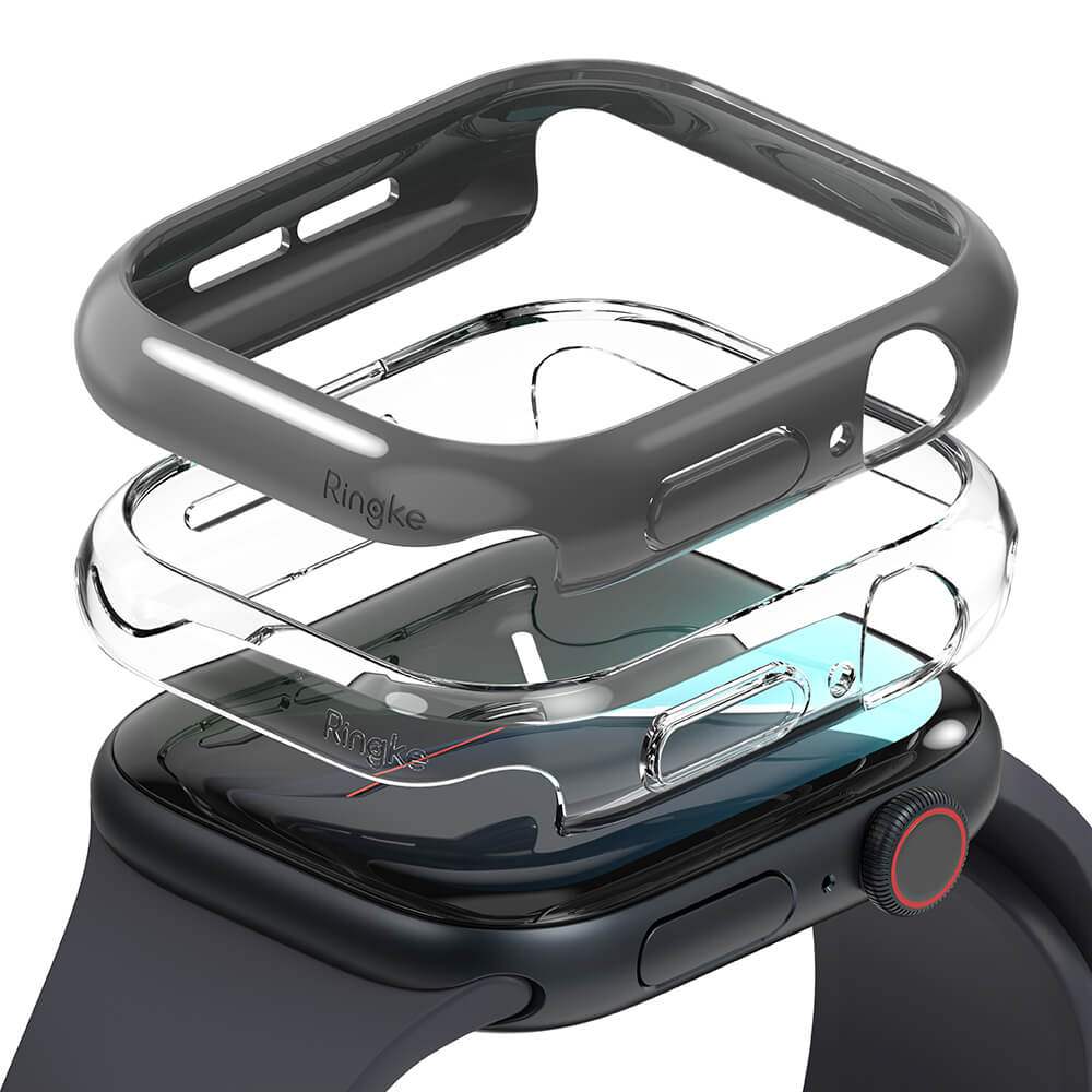 Ringke Θήκη Apple Watch 10/11 - 42mm Slim - 2 Τεμάχια - Διάφανη - Dark Gray / Διάφανη