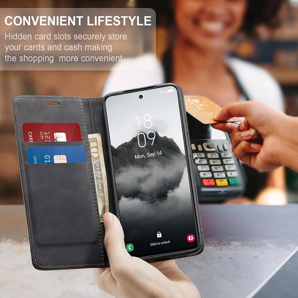 Techsuit Xiaomi Redmi Note 14 Pro 4G - Confy Cover - Θήκη Πορτοφόλι από Δερματίνη με Stand - Black