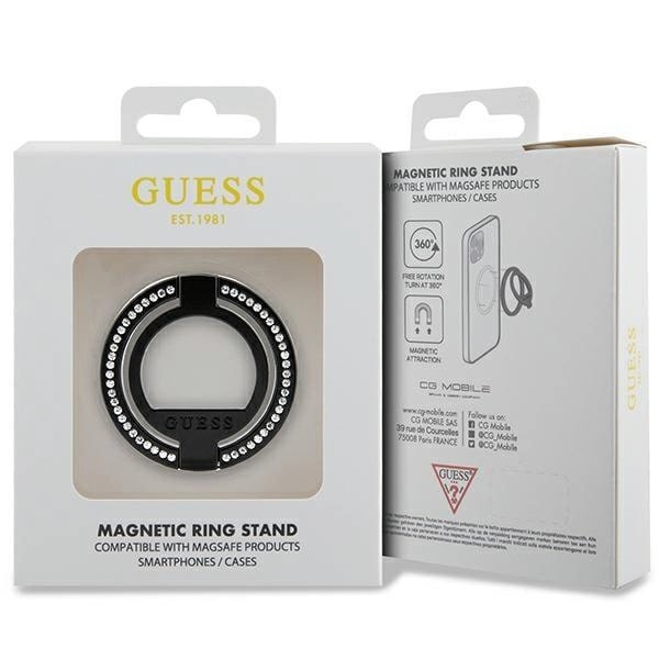Guess MagSafe Rhinestone Ring Holder - Δαχτυλίδι Συγκράτησης Κινητού - Βάση Στήριξης - Black - GUE002942 - 0