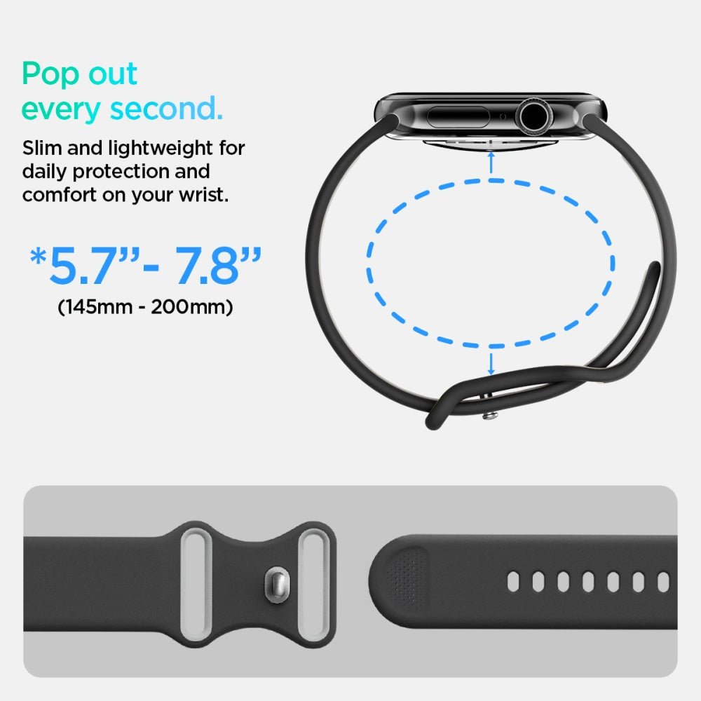 Spigen Λουράκι Apple Watch 8/9/10/11 - SE (1/2/3) - Ultra (1/2/3) – 44/45/46/49mm Nano Pop Σιλικόνης - Black Sesame