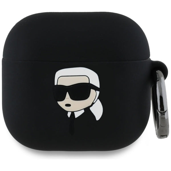 Karl Lagerfeld AirPods 4 Θήκη Σιλικόνης - Silicone Karl Head 3D - Black