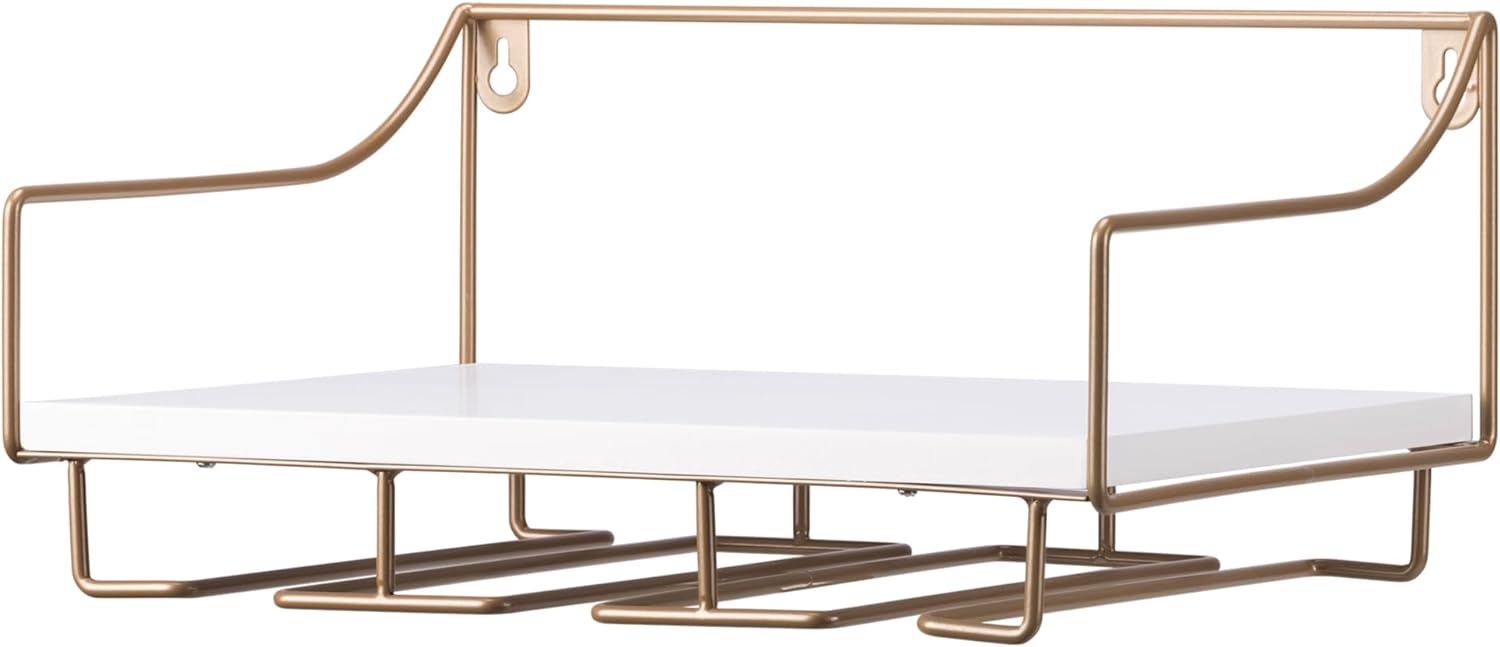 Navaris Ράφι Κουζίνας με Βάση για Ποτήρια - 30 x 22 x 15 cm - Gold / White - 60359.01