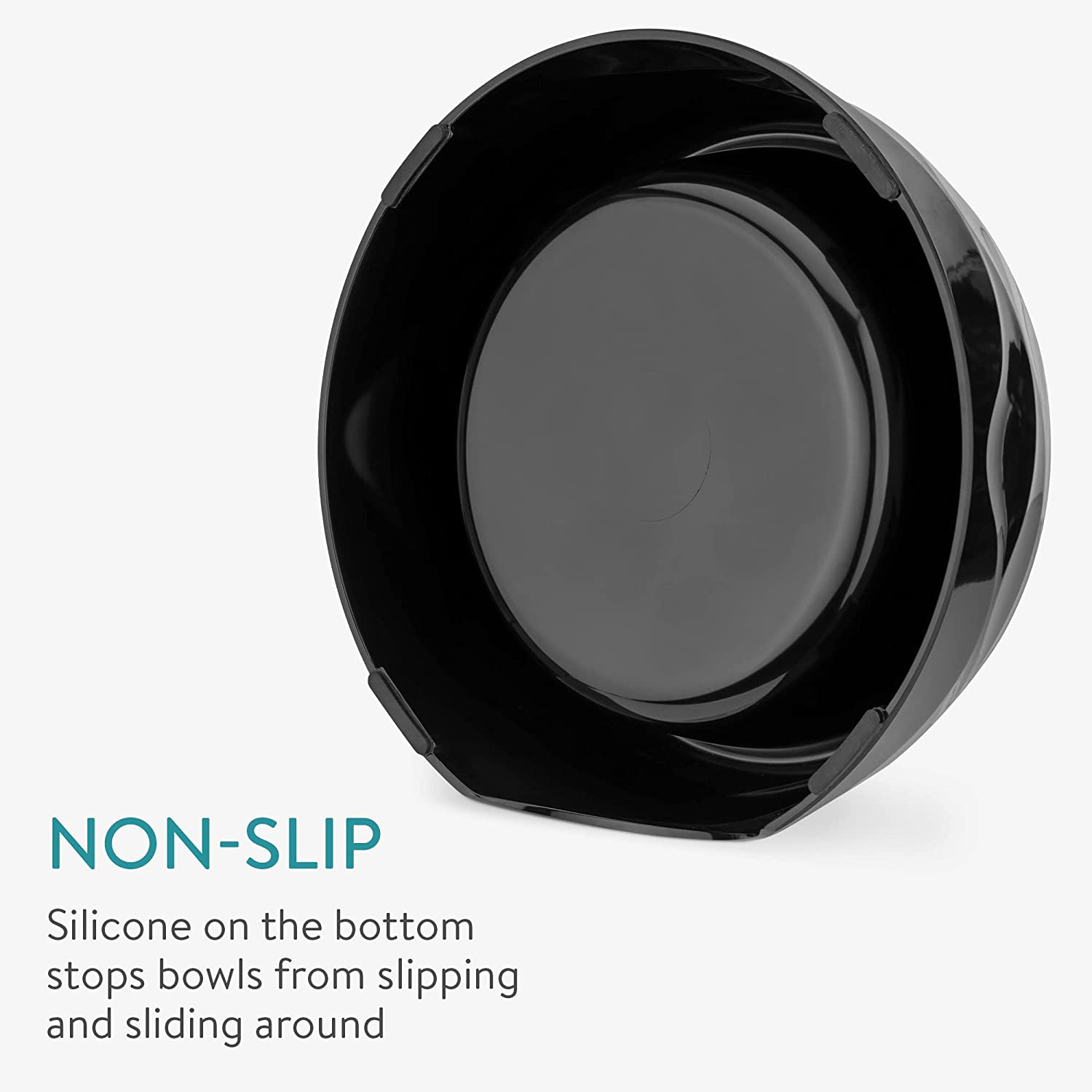 Navaris Σετ με 2 Ανοξείδωτα Αντιολισθητικά Μπολ Φαγητού και Νερού για Κατοικίδια - 350 ml - ‎Black / Silver - 57479.01