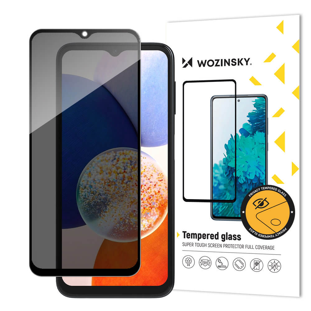 Wozinsky Samsung Galaxy A14 5G 9H Anti - Spy Full Screen Full Glue Tempered Glass Αντιχαρακτικό Γυαλί Οθόνης - Black