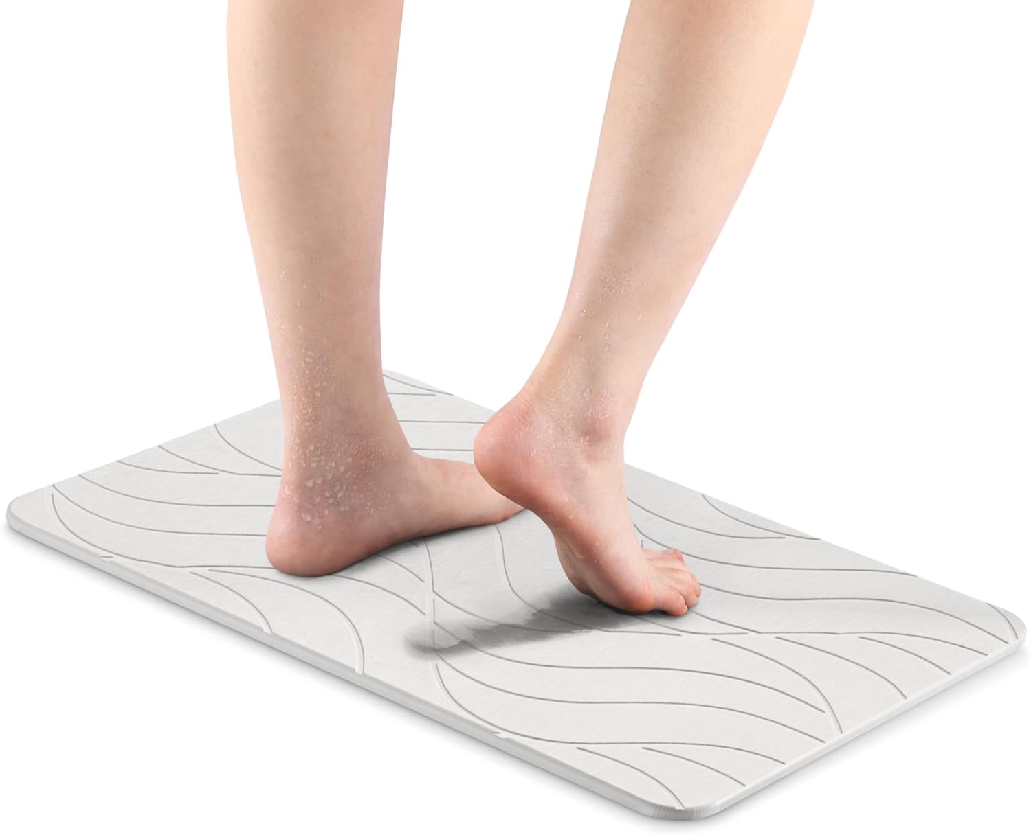 Navaris Αντιολισθητικό Χαλάκι Μπάνιου από Διατομίτη για Γρήγορο Στέγνωμα - ‎ 60 x 39 cm - Ivory - 59868.01