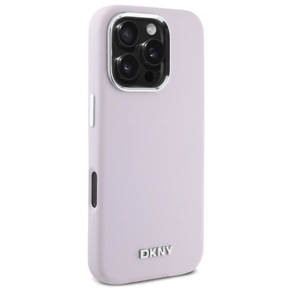 DKNY iPhone 16 Pro - Liquid Silicone Small Metal Logo - MagSafe Σκληρή Θήκη με Πλαίσιο Σιλικόνης - Pink