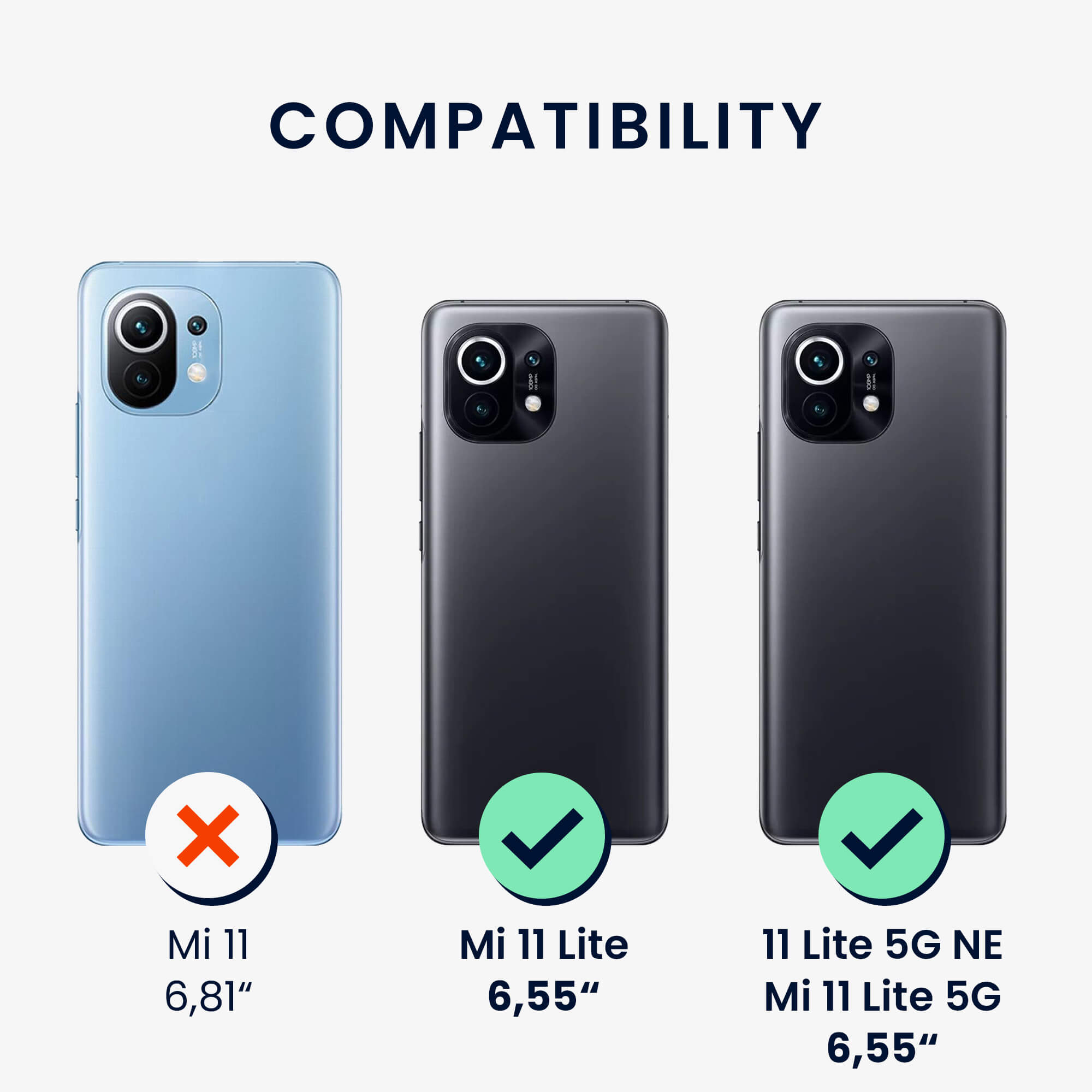 KW Xiaomi Mi 11 Lite / Mi 11 Lite 5G - Τρεις Μεμβράνες Προστασίας Οθόνης - Διάφανες - 57232.1