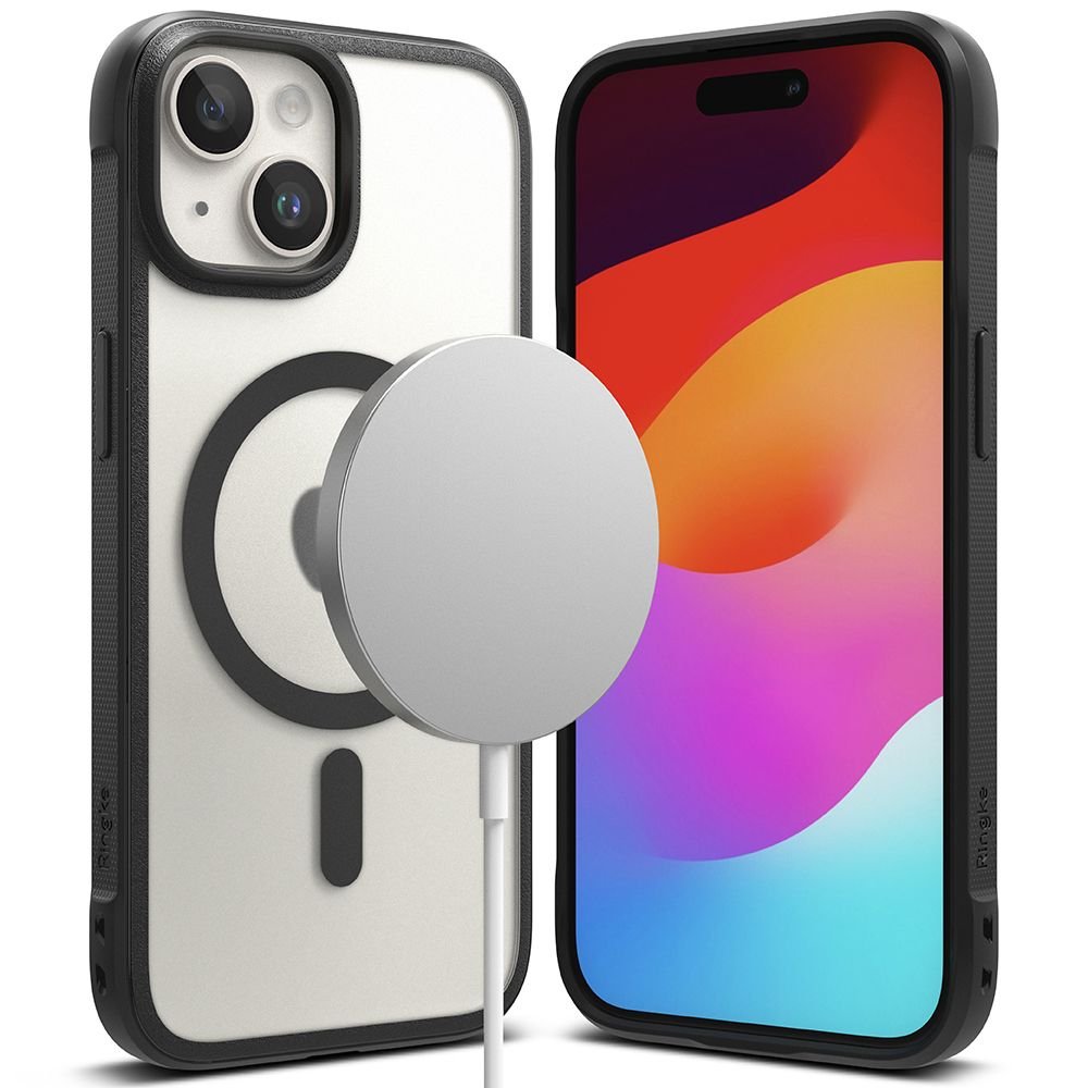 Ringke iPhone 15 Fusion Bold MagSafe Σκληρή Θήκη με Πλαίσιο Σιλικόνης και MagSafe - Matte Black / Διάφανη