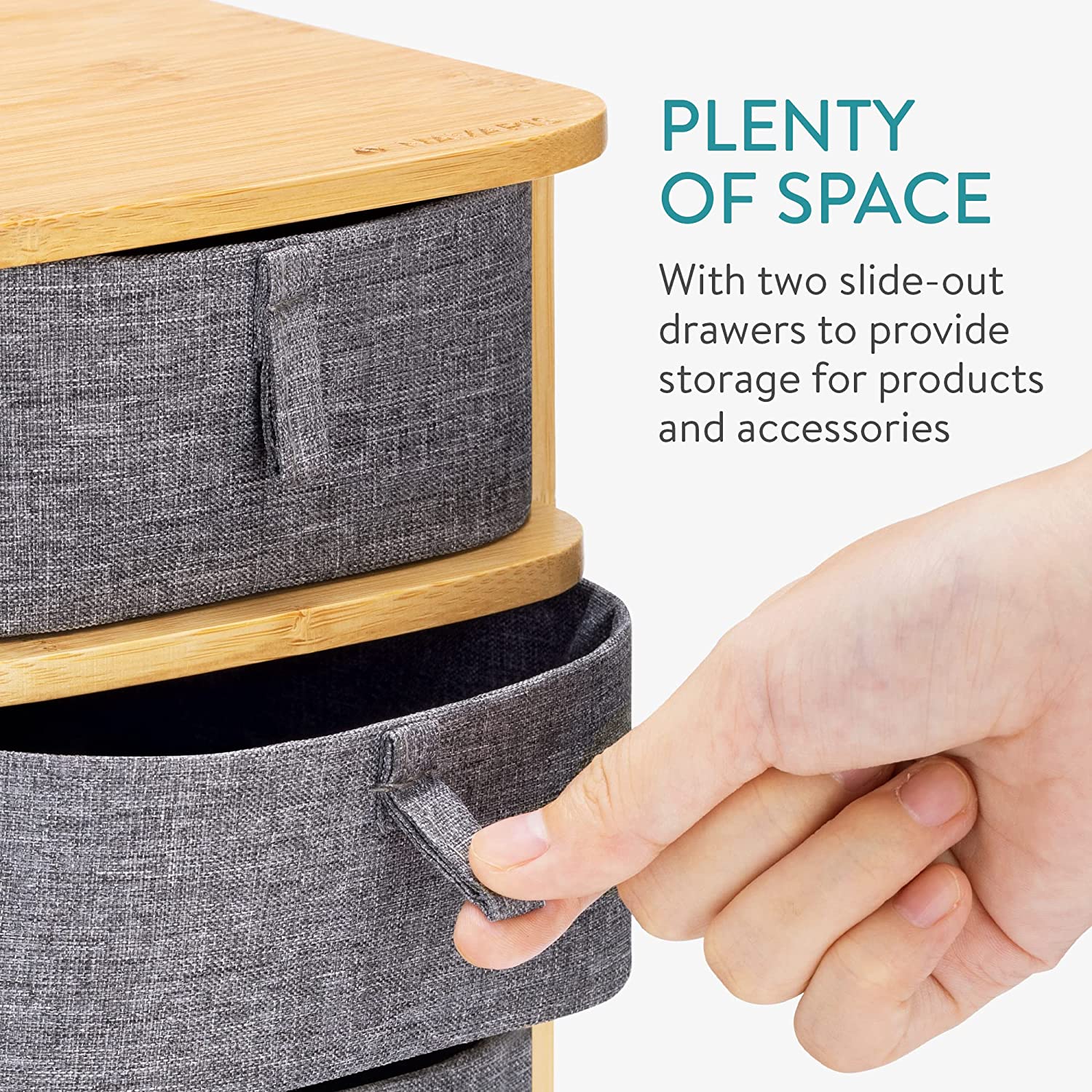 Navaris Διοργανωτής Καλλυντικών από Μπαμπού με 3 Συρτάρια - Brown / Grey - 54184.03