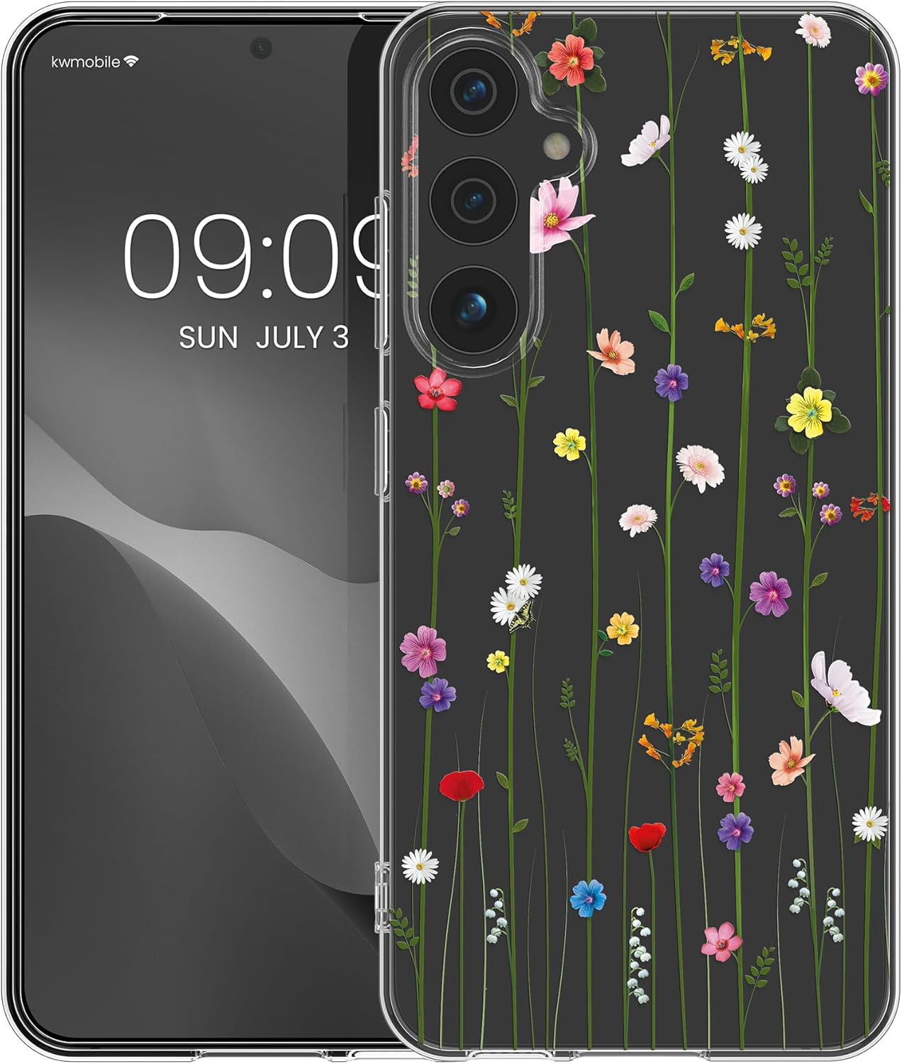 KW Samsung Galaxy A55 5G Λεπτή Θήκη Σιλικόνης TPU - Design Wild Flowers Tendril - Multicoloured / Διάφανη
