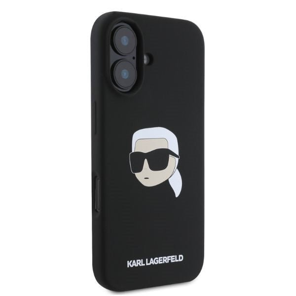 Karl Lagerfeld iPhone 16 - Silicone Karl Head Print - Θήκη Σιλικόνης με MagSafe - Black - KLHMP16SSKHPPLK