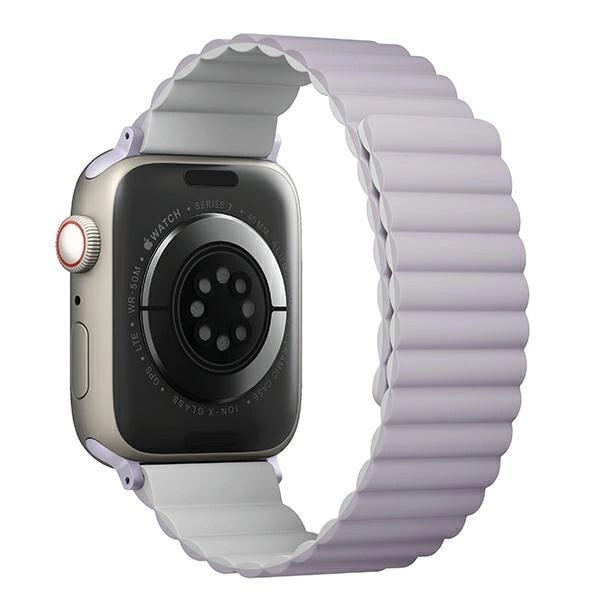 Uniq Λουράκι Apple Watch 2 / 3 / 4 / 5 / 6 / 7 / 8 / 9 / SE - 38 / 40 / 41 mm Revix Μαγνητικό Σιλικόνης Διπλής Όψης - Lilac / White