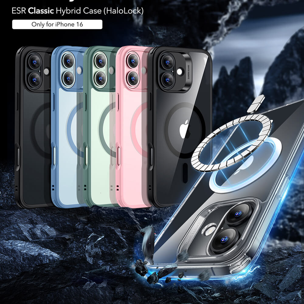 ESR iPhone 16 Classic Hybrid Halolock Σκληρή Θήκη με Πλαίσιο Σιλικόνης και MagSafe - Διάφανη