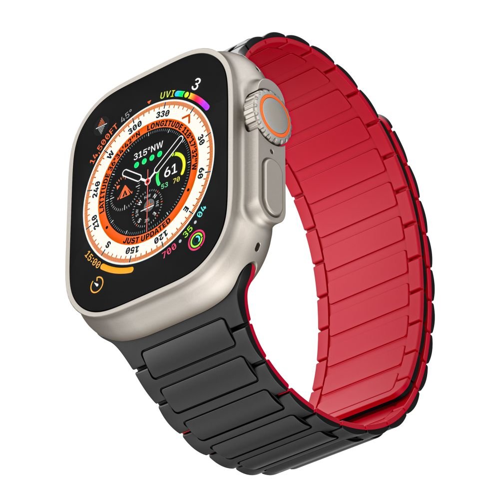 Tech - Protect Λουράκι Apple Watch 4 / 5 / 6 / 7 / 8 / 9 / SE / ULTRA 1 / ULTRA 2 - 42 / 44 / 45 / 49 mm IconBand Magnetic Μαγνητικό Σιλικόνης - Black / Red