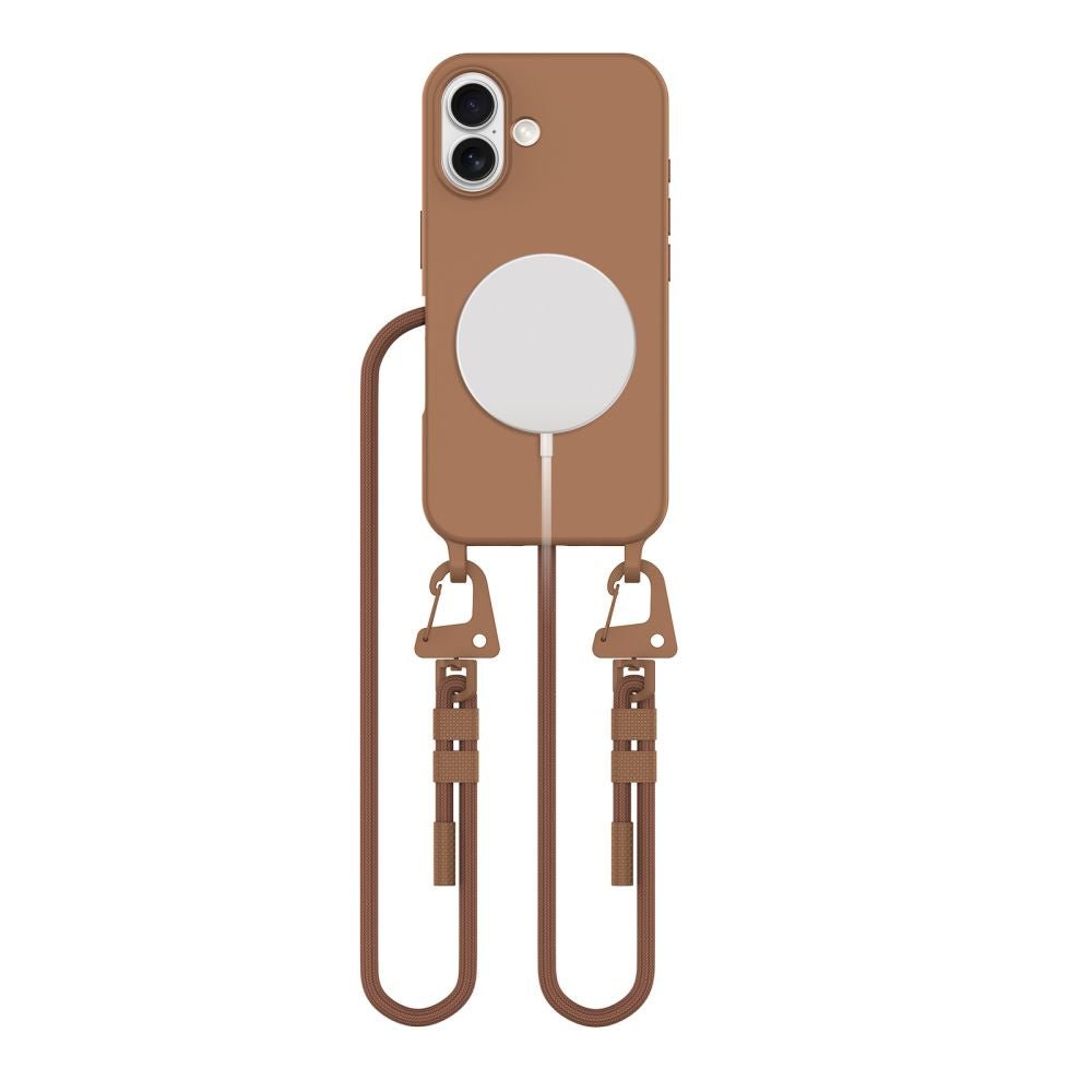 Tech - Protect iPhone 16 MagNecklace - MagSafe Θήκη Σιλικόνης TPU με Pυθμιζόμενο Αποσπώμενο Κορδόνι - Chocolate Brown