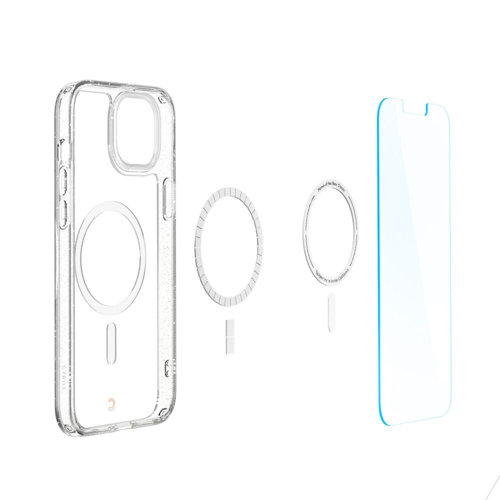 Spigen Cyrill iPhone 14 Plus / iPhone 15 Plus Shine Mag Θήκη Σιλικόνης με Προστασία Οθόνης και MagSafe - Glitter Διάφανη