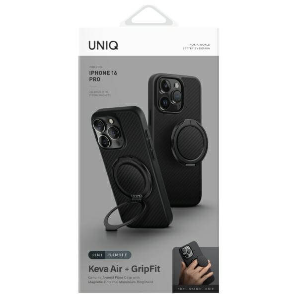 Uniq iPhone 16 Pro Keva Air MagClick Σκληρή Θήκη με Πλαίσιο Σιλικόνης και MagSafe - Carbon Black