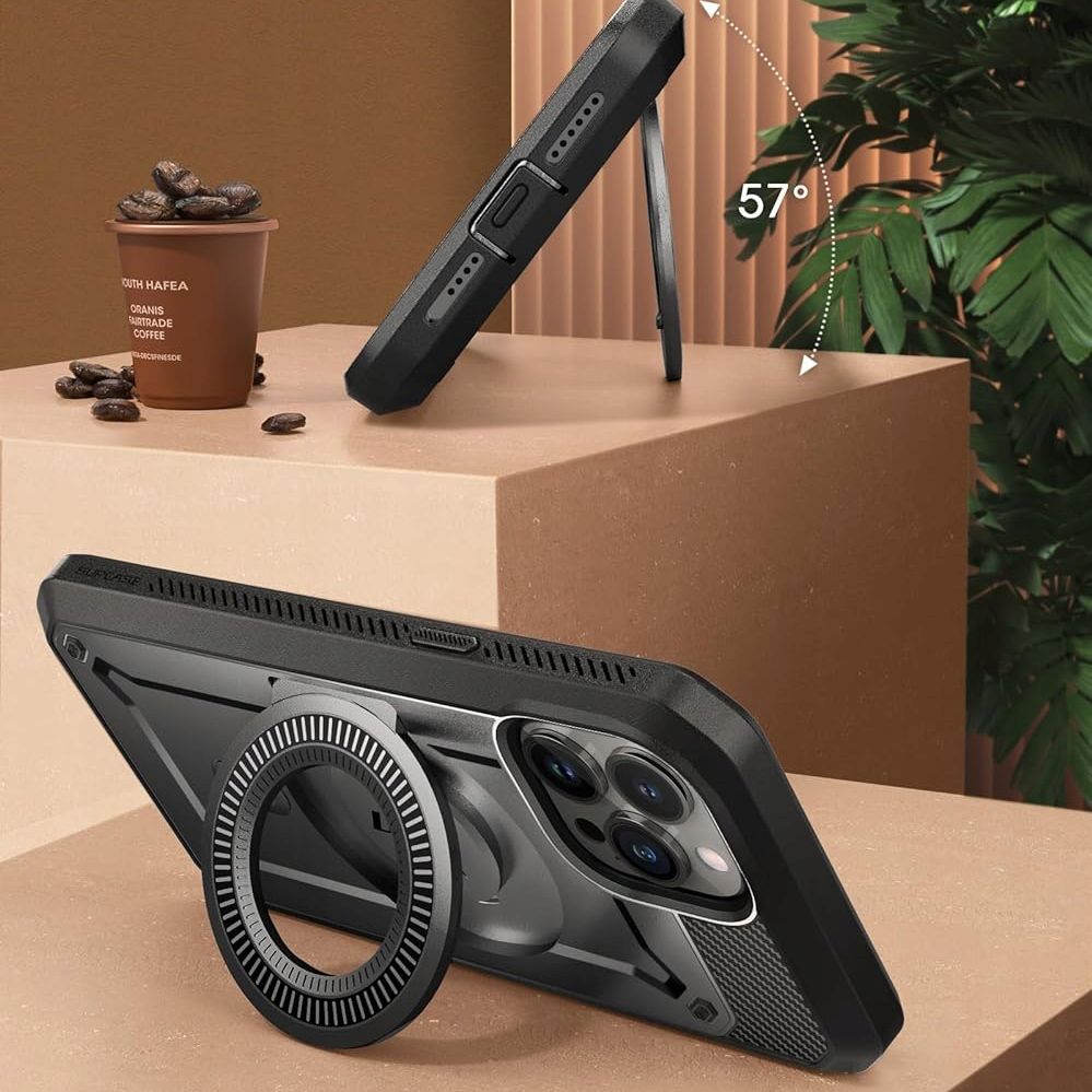 Supcase iPhone 15 UB Pro Mag Σκληρή Θήκη με Προστασία Οθόνης και Stand με Magsafe - Black