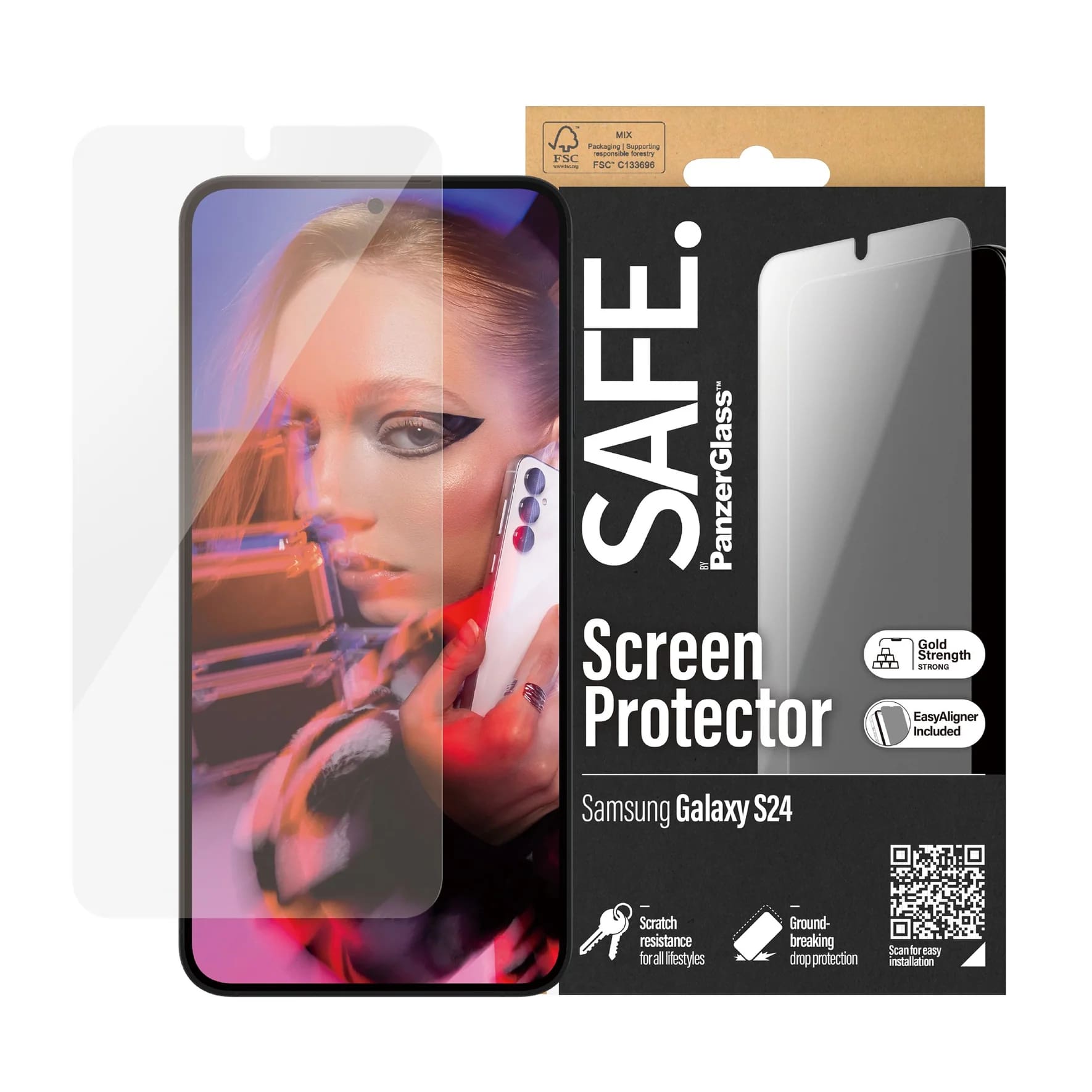 Safe by PanzerGlass Samsung Galaxy S24 - Ultra - Wide Fit W. EasyAligner Case Friendly Full Screen Αντιχαρακτικό Γυαλί Οθόνης - Διάφανο - SAFE95666